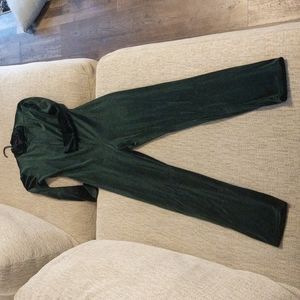 Pretty little thing velvet green jumpsuit